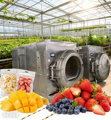 재배 할 수 있는 큰 모델: 산업용 냉동 건조기. 대량 생산 및 고기를 효율적으로 보존. 번성하는 사업을 구축