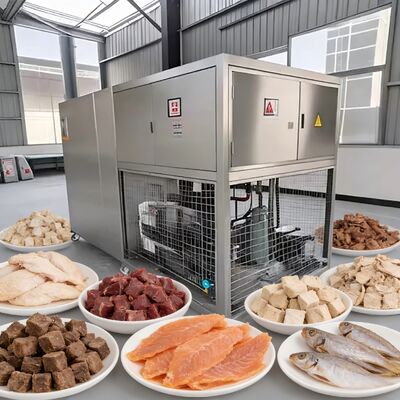 Food vacuum freeze dryer featuring freeze drying temperature range minus 40 to 80 degrees and Baosi or Bitzer vacuum pump for operation