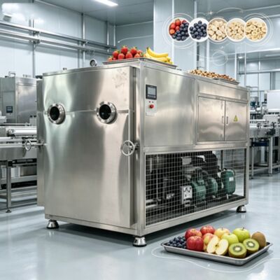 100Kg batch Vegetable freeze dryer offering 18 to 22 hours freeze drying time ideal for large scale vegetable preservation